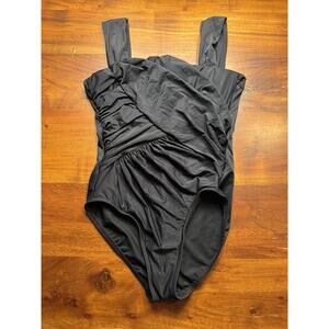 Miraclesuit Women’s Black One Piece slimming Ruched Twist Bathing Suit Sz 10
